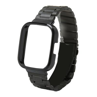 Watch Strap Protective Case Band 2 In 1 Adjusted Stainless Steel Watch Band for Redmi Watch 3 Black