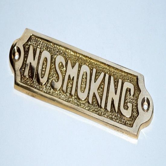 Brass Plaque Handmade "No Smoking" Health Safety Signage Workplace Safety Sign