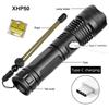 High Power 4-Core XHP50 LED Flashlight Type-C Rechargeable Torch Zoom Hand Lantern 18650 For Camping, Outdoor & Emergency Use