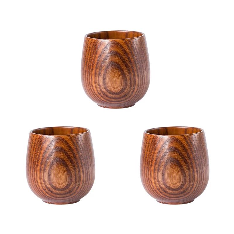 Holzbecher Japanischer Stil Vintage Teetasse Handgefertigt Naturholz Kaffee Espressotassen Sauerdattelbecher für Küchengeschirr