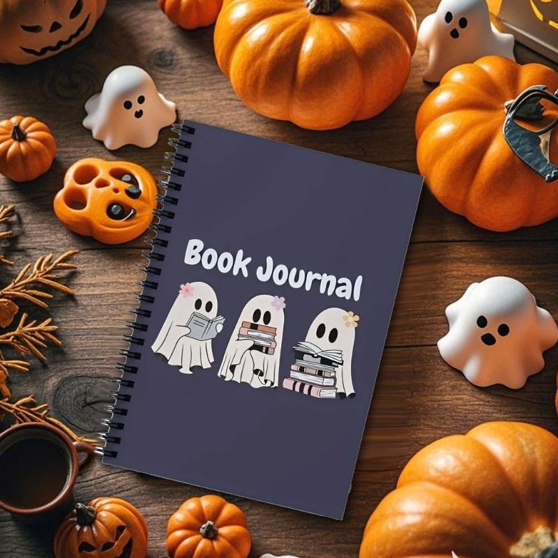 Halloween Journal Leseverfolgungsnotizbuch Tragbarer Twin-Coil-Bindungsplaner Notizblöcke für die tägliche Planung 148x210mm