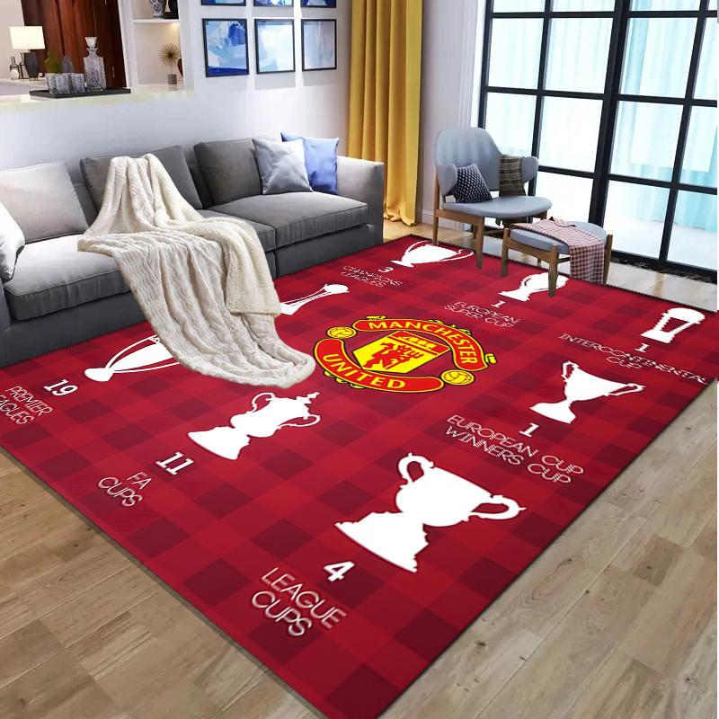Tappeto con Fantasia Manchester United F.C., Tappetino da Interno/Esterno, per Picnic, Sala Giochi, Camera da Letto, Ufficio, Soggiorno, Tappeto Decorativo per la Casa, Regalo di Compleanno