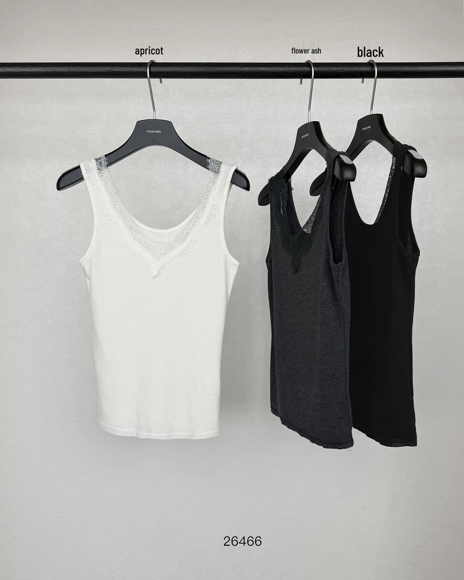 TG Women s Slimming V-Neck Vest with Subtle Lace Trim - Spring 2026 Style One Size серый