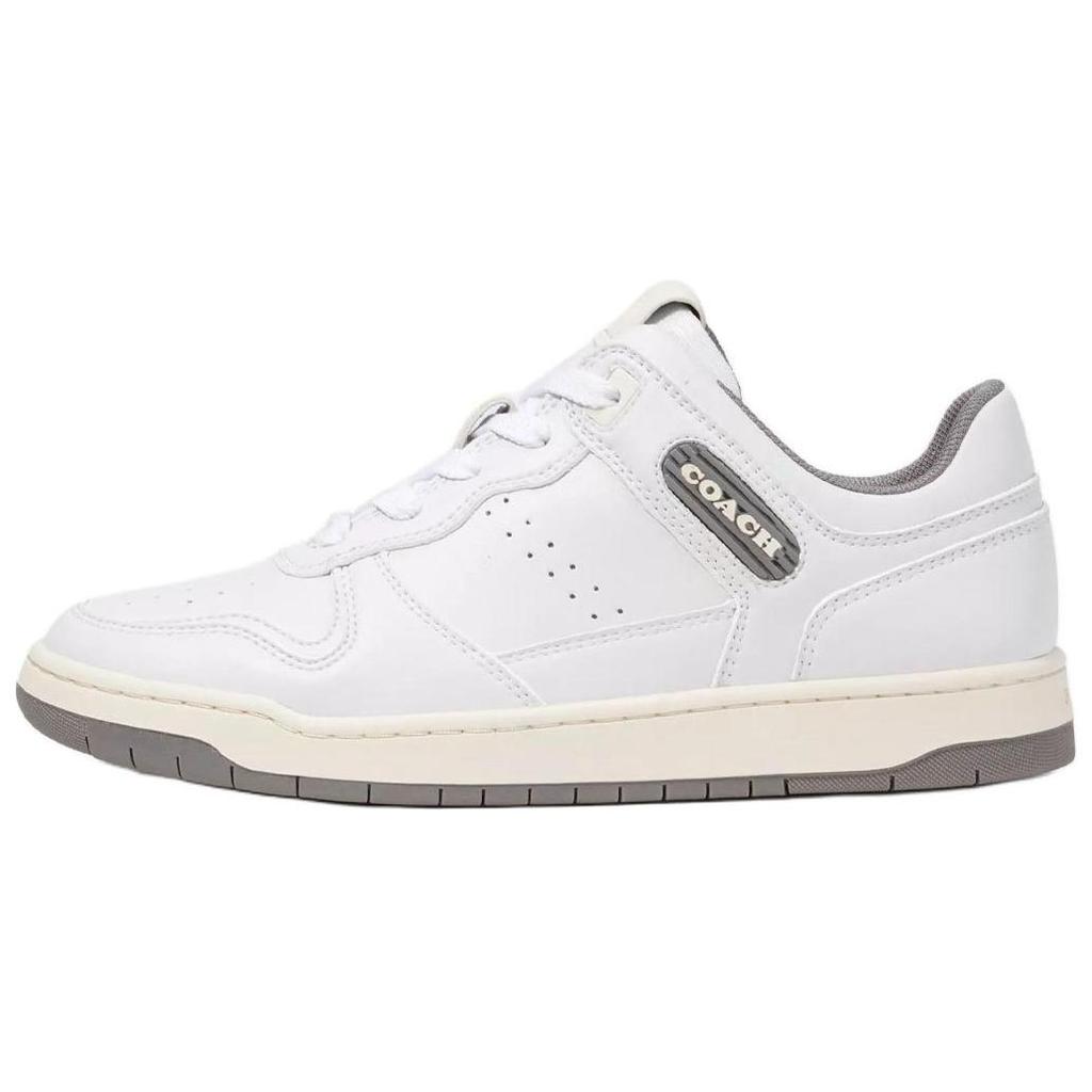 Coach C201 Leather Round Toe Lace-Up Low-Top Sneakers Women Sneakers White CR954-VKN