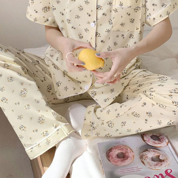 Spring/Summer Retro Floral Print Pajama Pants - Women's Korean Style, Suitable for Casual Wear, Loose Fit, Ideal for Spring and Autumn.
