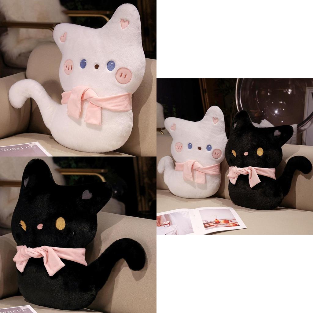 Adorable Plush Black Cat Stuffed Toy Soft And Cuddly Cartoon Kitty Pillow Gift