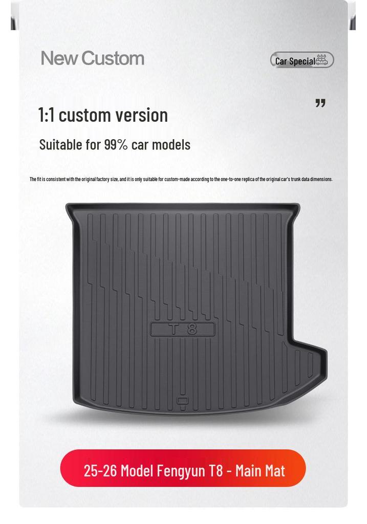 TPE Waterproof Trunk Mat for Chery Fengyun T8 - Customized Car Interior Accessory