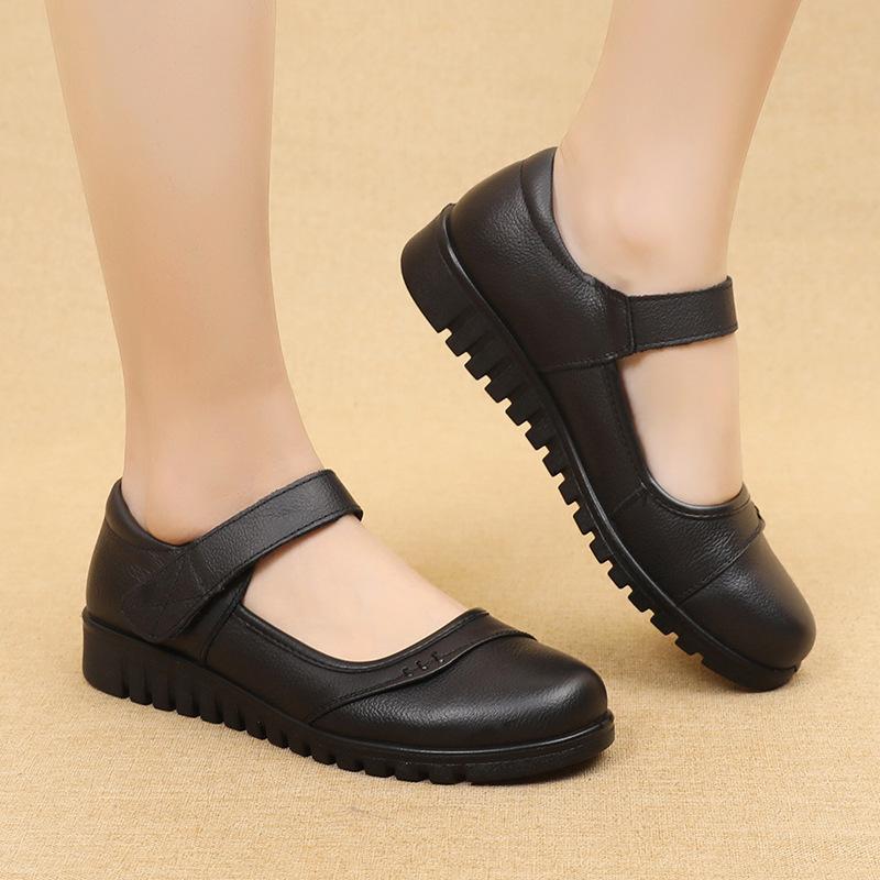 New Single-shoe Shallow-mouthed Round Toe Flat Shoes for Middle-aged and Elderly Women