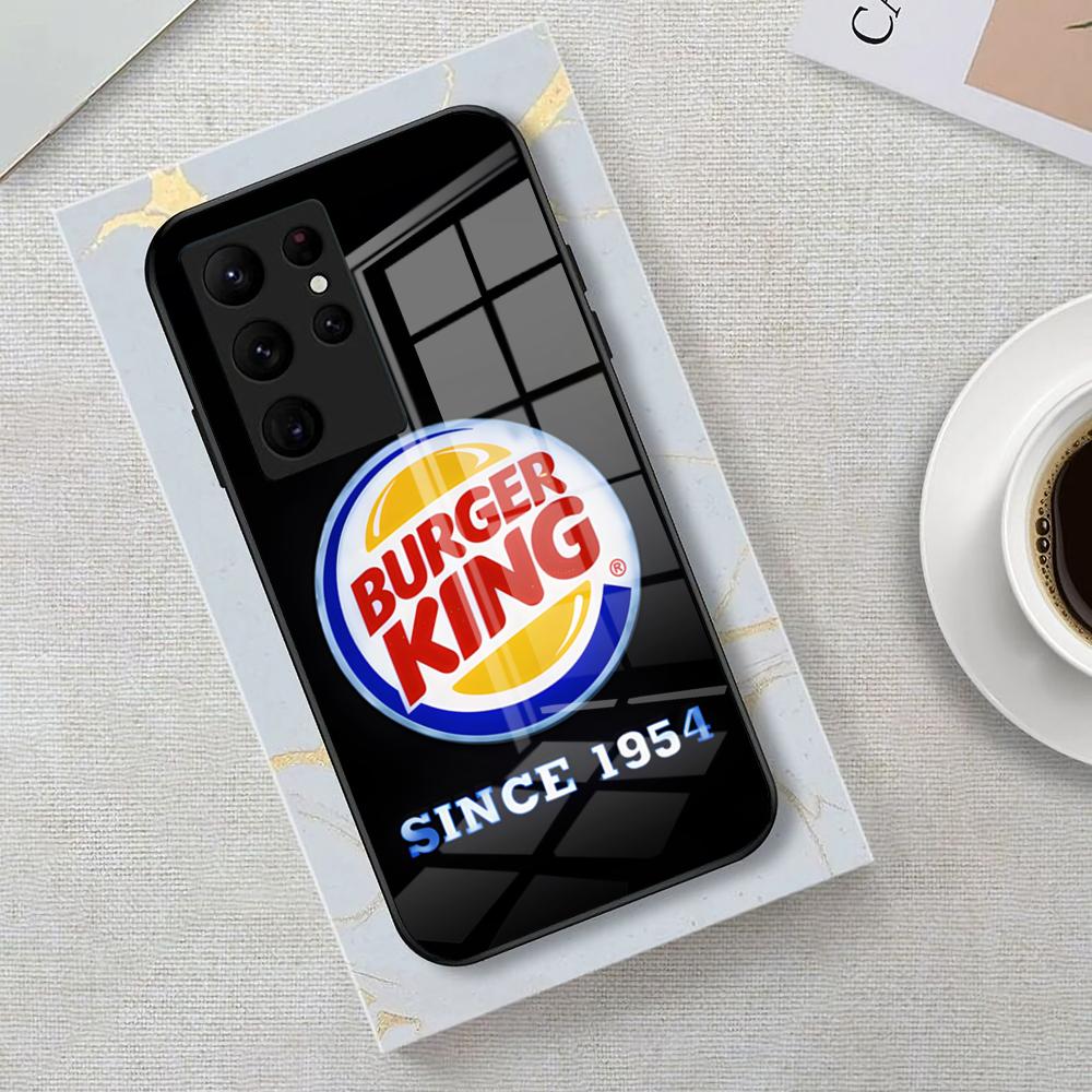 Brand Burger King Phone Case For Samsung S26 S25 Edge Ultra 23 22 21 20 Ultra Plus S24 Fe Glass Cover