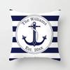 Home Decor Compass Anchor Pillow Cover Blue Mediterranean Cushion  Gift Sofa Office  Accessory Ornament 45x45cm