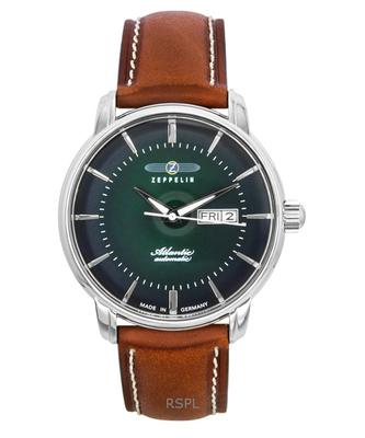 Atlantic Braunes Lederarmband Grünes Zifferblatt Automatik 84664 Herrenuhr