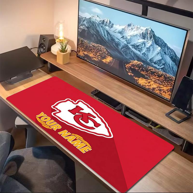 Kansas City Chiefs Druck Kissen Rutschfest Laptop Tablet Großes Mauspadd XXL Matte Mini-PC Spielmatte Mit Verriegeltem Rand