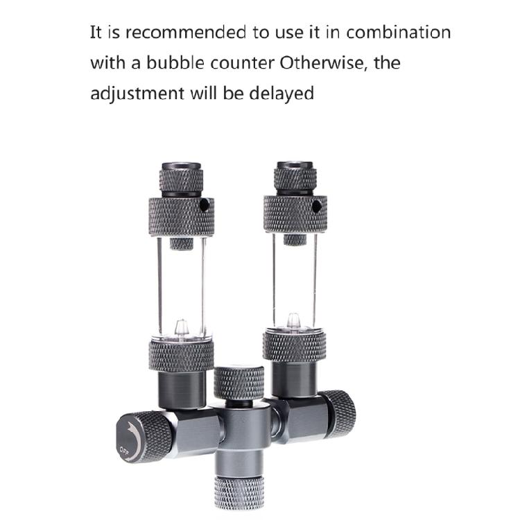 Two Way Aquarium CO2 Bubble Counter Valves Leakproof Aluminum Construction Maintains Gas Level Support