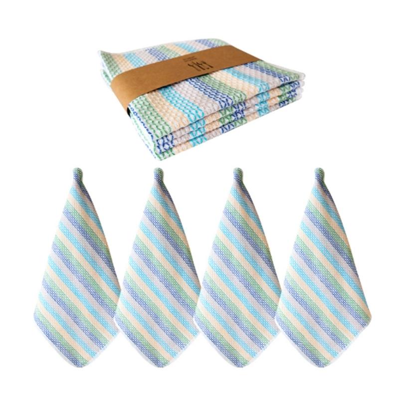 

4Pcs Soft Absorbent Cotton Kitchens Towels Quick Drying Dishwashing Cloths Cleaning Rag For Glassware Surfaces