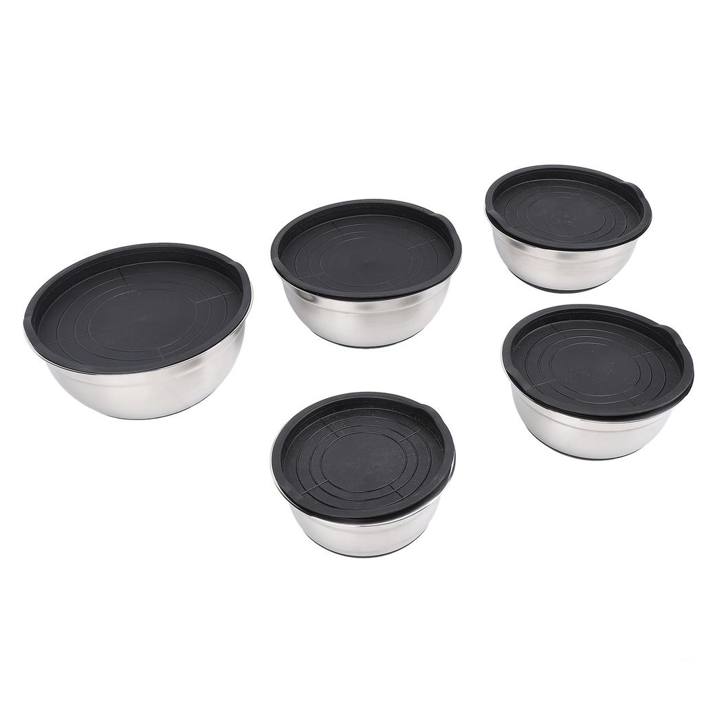 5 Pieces Stainless Steel Bowls with Lids Multipurpose Baking and Mixing Bowl Set for Vegetable