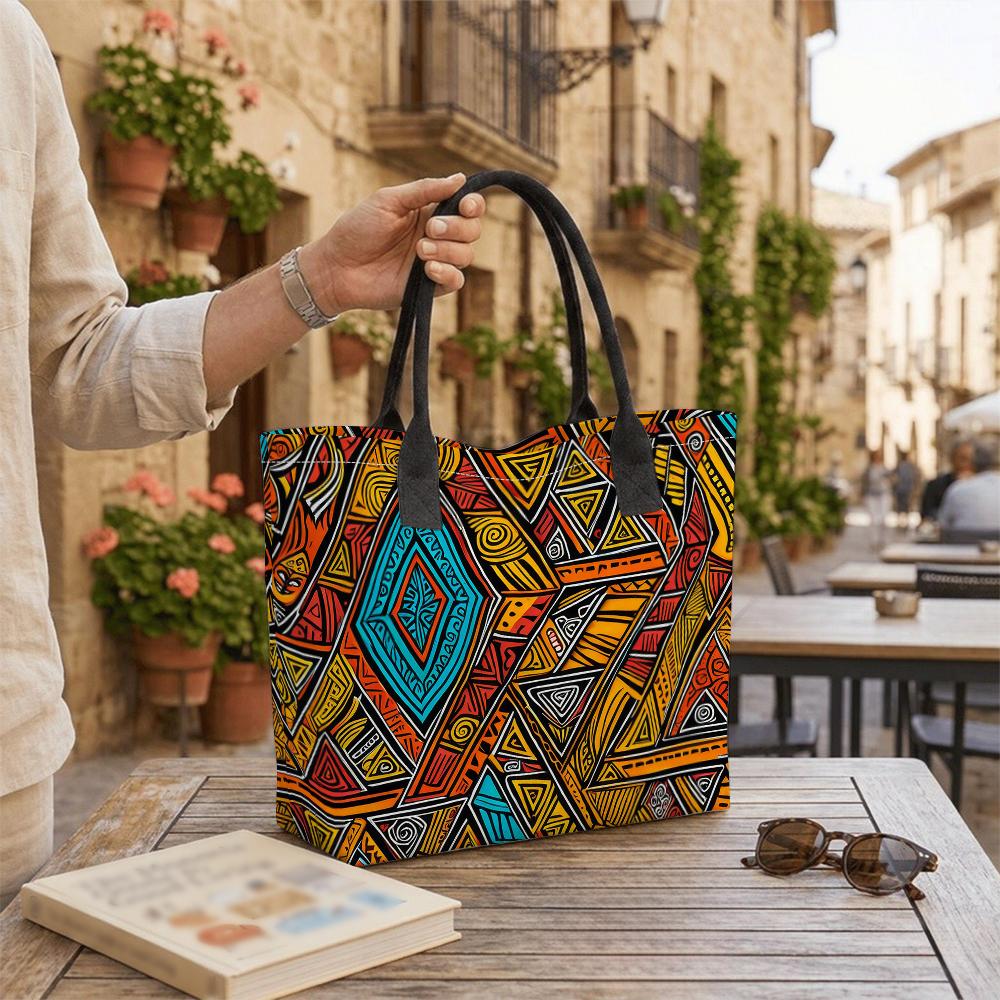 African Tribal Pattern Tote Bag Fashion Large Capacity Canvas Shoulder Bag for Daily Use