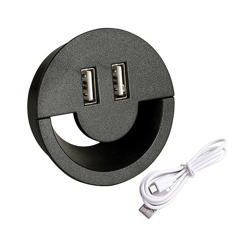 50Mm Wire Hole Cover Round Home Office Table Outlet Port Line Box Computer Desk Cord Grommet With 2 Port Usb Cable Organizer