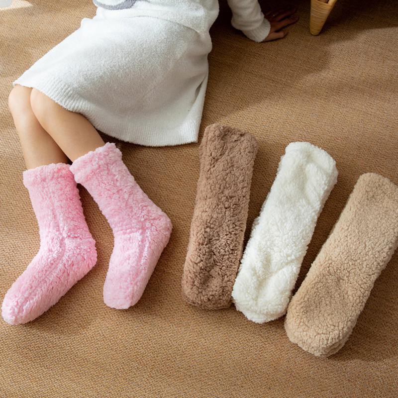 Thickened Thermal Socks Women Winter Warm Home Soft Thickened Plus Velvet Sleeping Anti Slip Floor Slipper Sock Halloween Gift