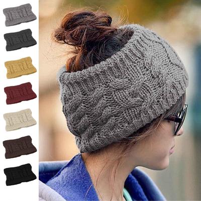 Kadın Bükülmüş Yün Kafa Bandı Moda Örme Şapka Kayak Kap