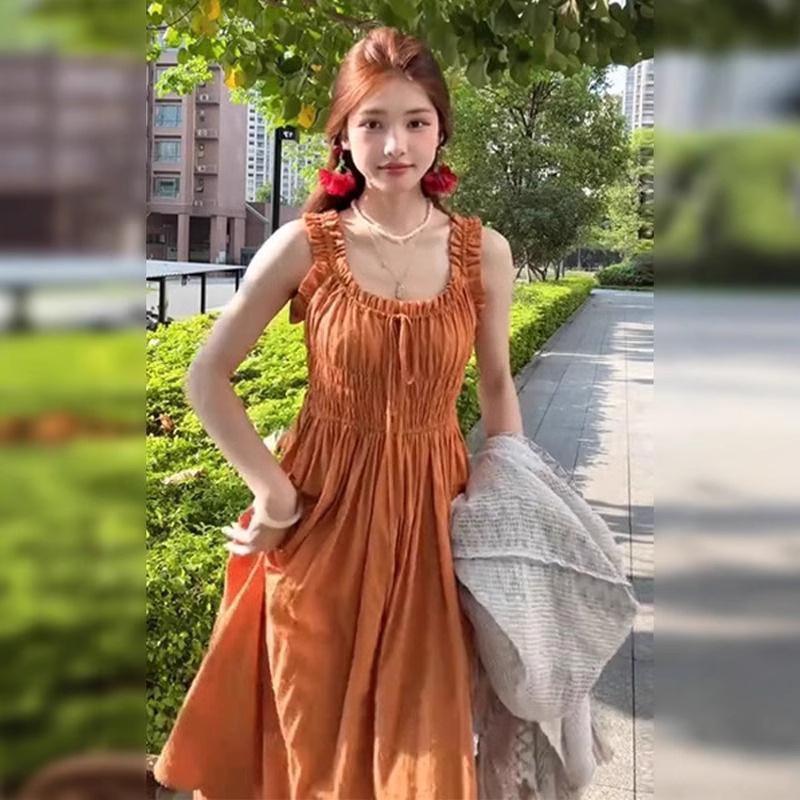 French Style Sleeveless Slimming Maxi Dress for Women – Summer 2025 Vacation Collection