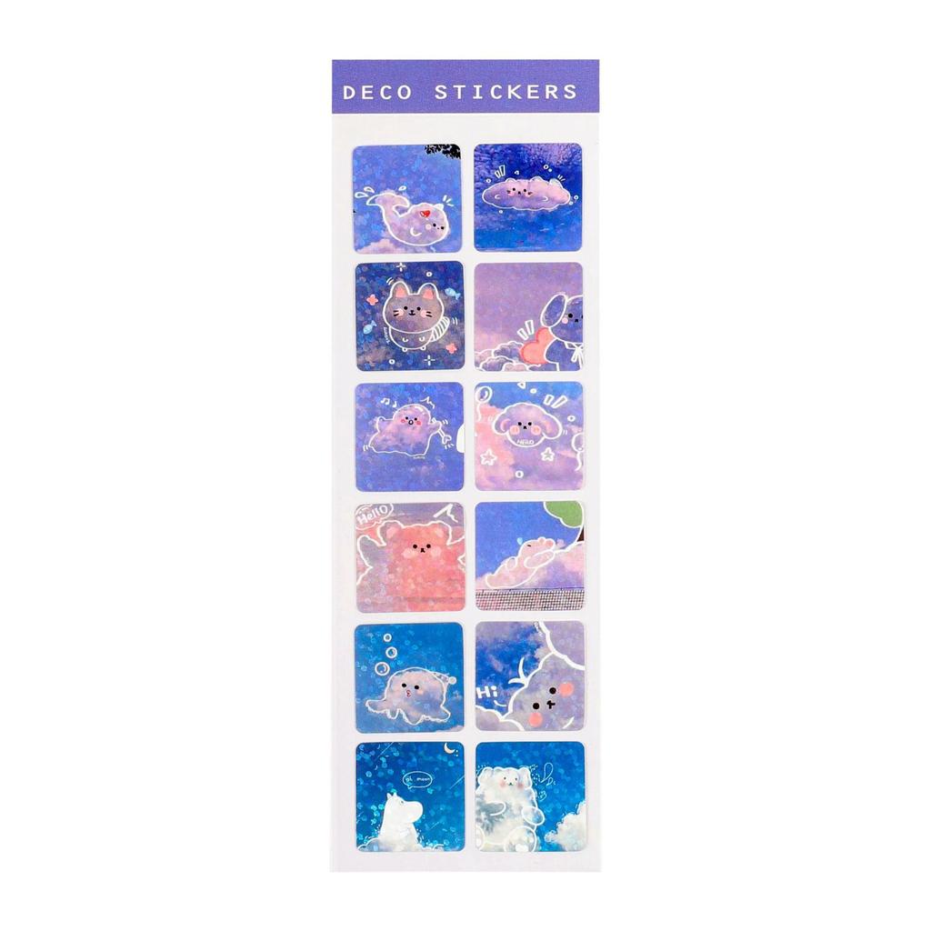 1pc Stickers Scenery Glitter PVC Decorative Decal Seal for DIY Diary Planner Scrapbook Album School Supplies Kawaii Stationery