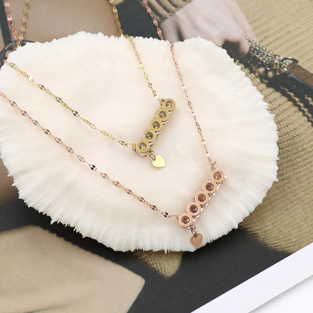 Stylish And Simple Dream Letter Zircon Necklace Jewelry Women'S Niche Titanium Steel Love Collarbone Chain Does Not Fade