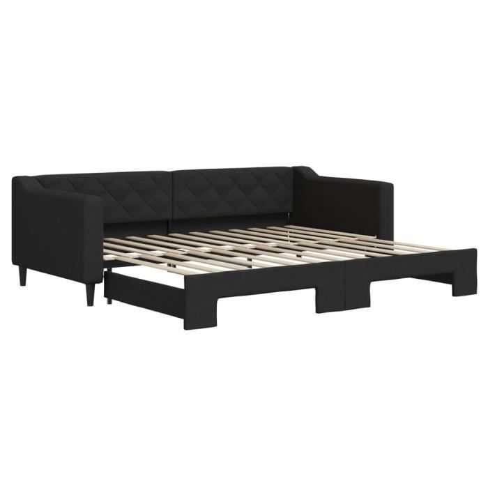 VidaXL Daybed with Trundle Bed Black 90x200 Cm Fabric 3197428