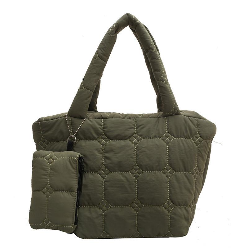 Ielgy Fashion Casual Large-Capacity Korean Version Cotton-padded Bag Simple Shoulder Tote Bag