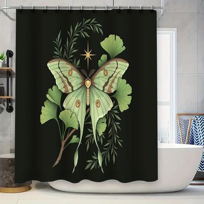Moth Shower Curtain Botanical Forest Nature Decor Vintage Butterfly Backdrop Tapestry Wall Hanging Artistic Home Decor