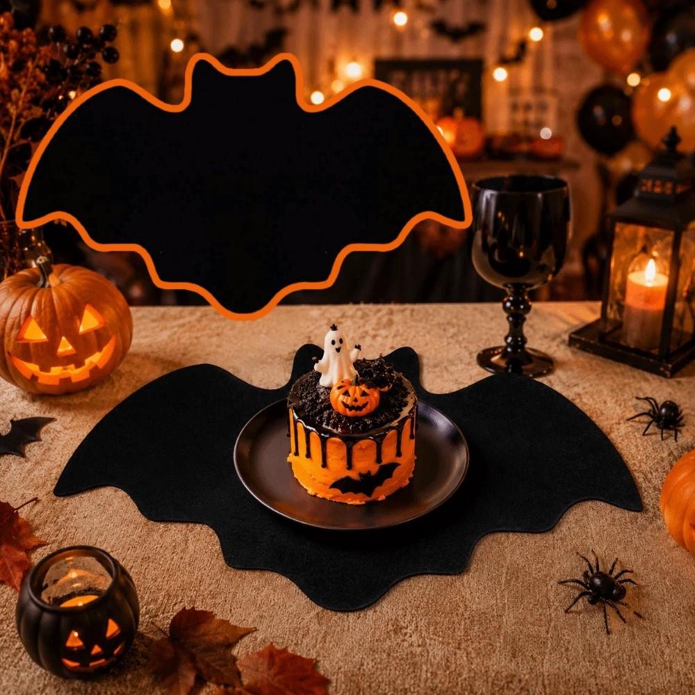 10Pcs Creative Bat Shape Table Mat Heat Resistant Halloween Felt Tablecloth Kitchen Use