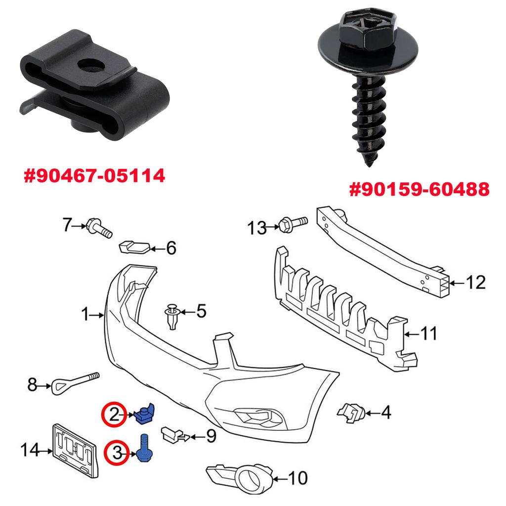 Bumper Cover Fender Liner Screw with U-Nut Kit for Toyota RAV4 Sienna Yaris Lexus HS250h RX300 RX330 RX350 9046705114 9015960488