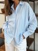 Women Loose Long Sleeve Striped Cardigan Shirt Blouse Outerwear