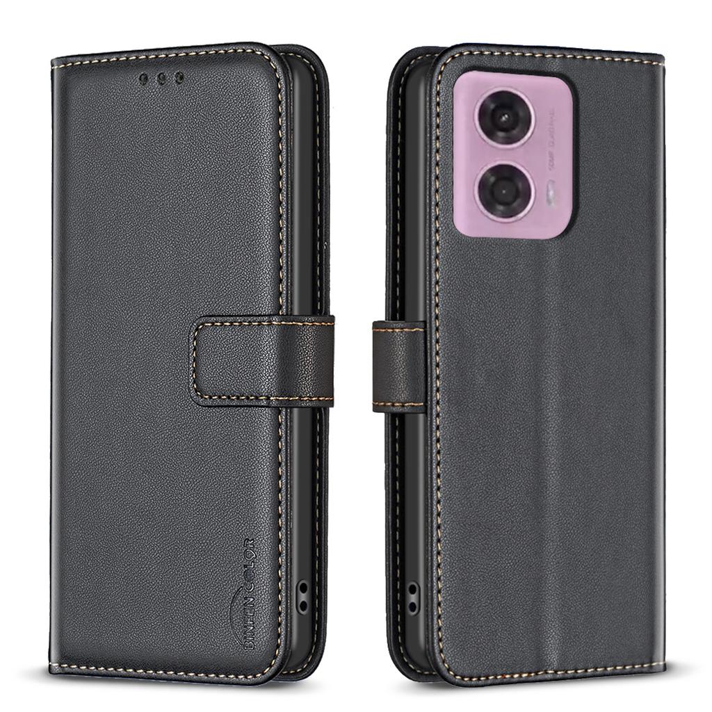 BINFEN COLOR BF17 For Motorola Moto G45 5G/G34 5G Wallet Case Leather Cover Full Protection