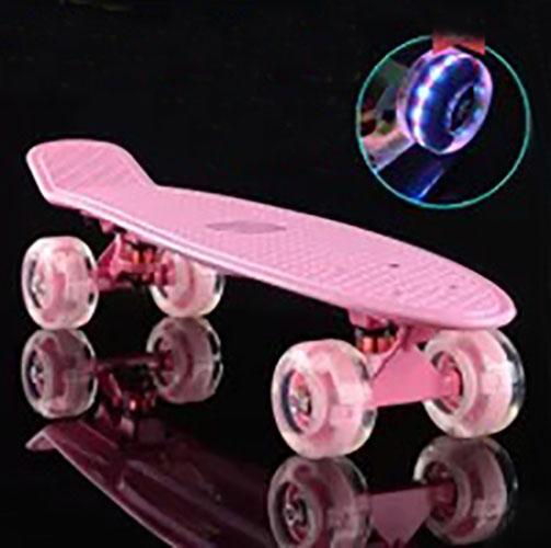 Penny Board Skateboard, Blinkande Hjul, Mini Fish Board, Stadscruiser, Retro Skate Scooter, Trendiga Kompletta Skateboards, 22"