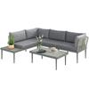 Thee-Piece 'L' Rattan Sofa Set - Grey