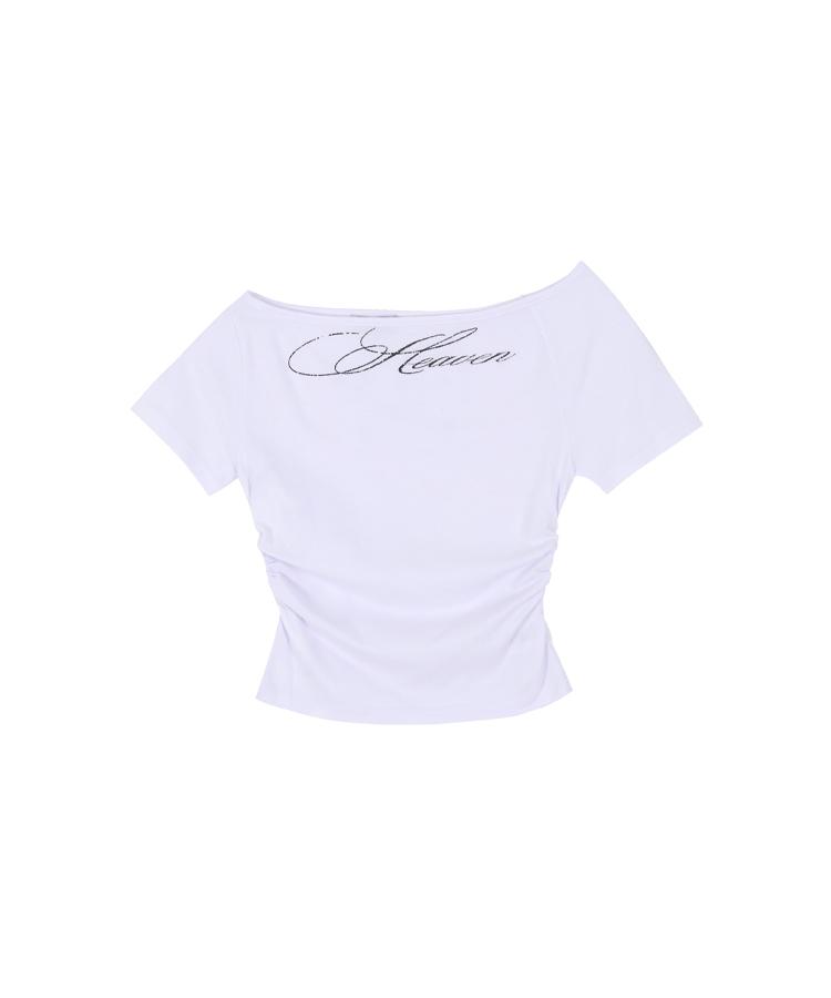 Eonibeu Shirring Lettering T-Shirt White