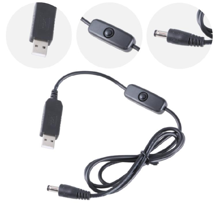 USB 5V to DC12V Adapter Converter Cable USB to DC5.5x2.1mm for Routers Small Fan WIFI Charging Bank Connector