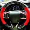 DIY Black Genuine Leather Car Steering Wheel Cover For Honda CRV CR-V 2017 2018 2019 Clarity 2016-2018 Civic Civic 10 2016-2019