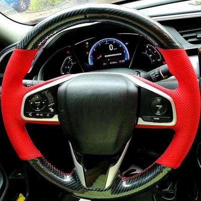 DIY Black Genuine Leather Car Steering Wheel Cover For Honda CRV CR-V 2017 2018 2019 Clarity 2016-2018 Civic Civic 10 2016-2019