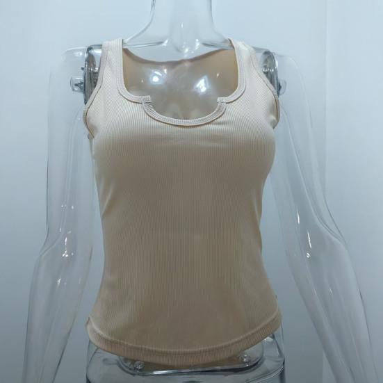 Women Vest High-Elastic Rib Knitted Fabric Soft Breathable Sweat-Absorbent Tank Tops Slim Fit Deep U-Neck Wide Straps Sport Camisole