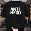 Men's Casual Summer Graphic T-Shirt Short Sleeve Crew Neck, Anti-Hero Skateboards Print Black Polyester Tee for Casual Attire