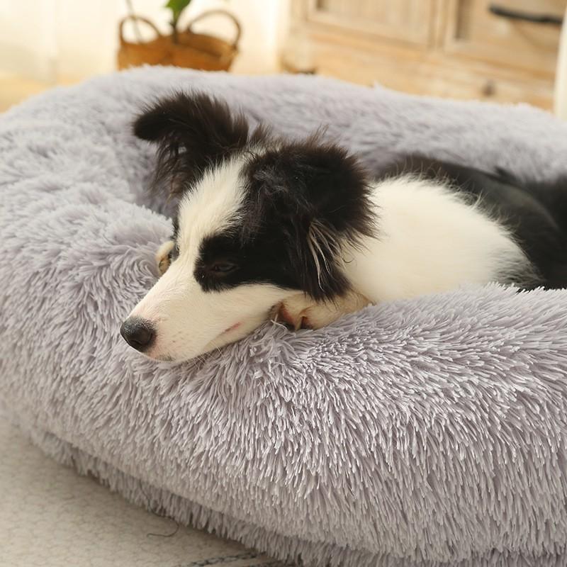 Plush Pet Bed Dogs Cats Winter Warm Soft Removable Washable Oval Kennel Mat Indoor Comfort Nest