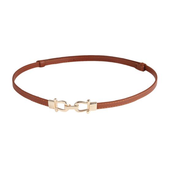 Dame Skinny Tynt Belte Par Spennedesign Midjeinnstrammer Midjebelte med Gullspenne Justerbar Lengde Imitert Skinnbelte Klestilbehør