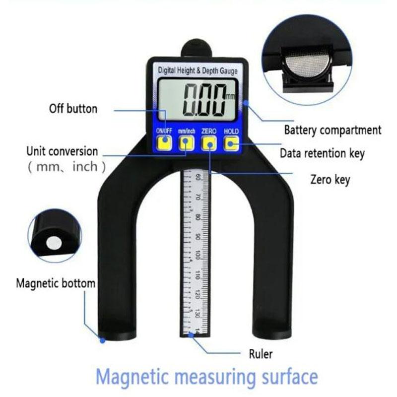 Small New 0-80mm Depth Gauge Digital Display Woodworking Table Saw Height Gauge Height Depth Gauge Digital Display Vernier Calip