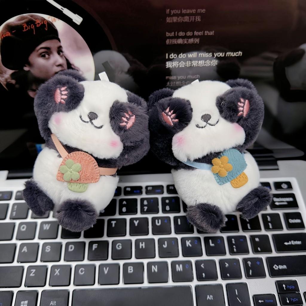 Plush Panda Backpack Keychain Pendant Toy Stuffed Doll Bag Decoration Kids Gift