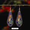 Chinese retro cloisonne enamel earrings female classical temperament simple flower earrings niche design earrings