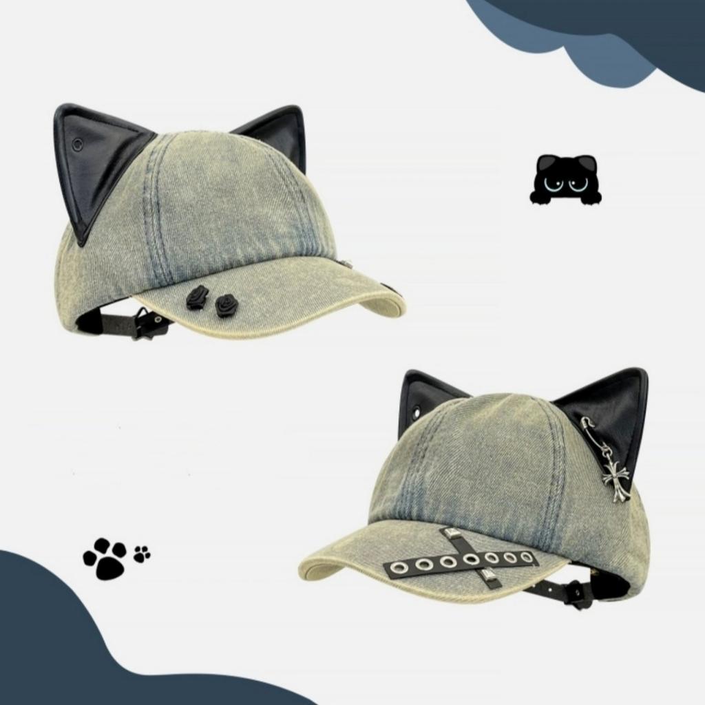 European and American New Cute Trendy Brand Ears Baseball Cap Women's Summer Soft Top Cap Adjustment Breathable Iron Buckle Hip Hop