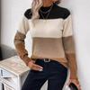 Colorblocking Pullover Damen Rundhals Langarm Strickpullover Lässiges Vielseitiges Oberteil