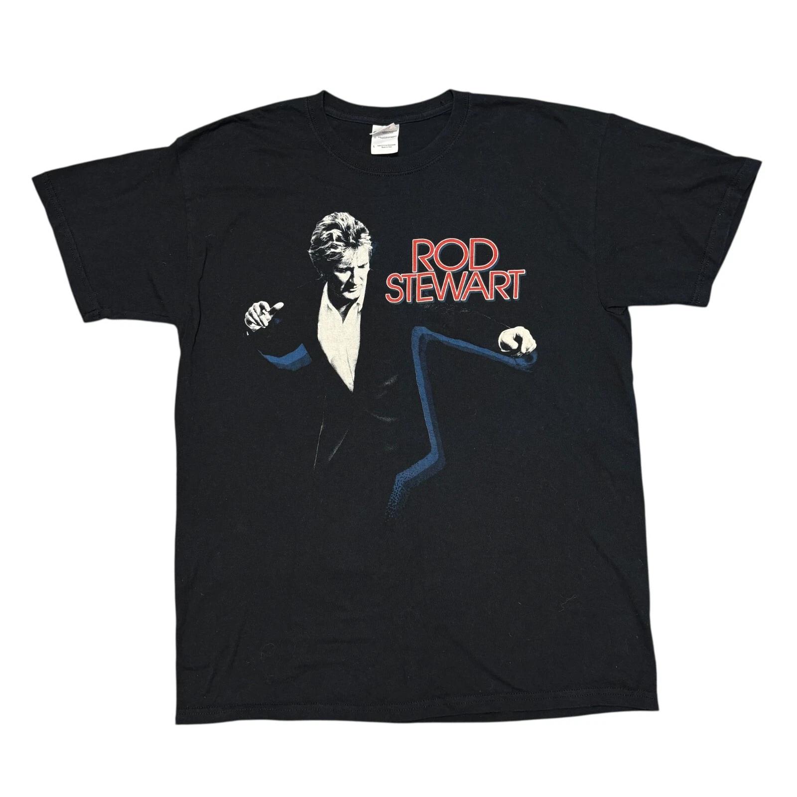 

Rod Stewart Shirt Large Black Tour Concert Rock Band Tee Bob Dylan Elton John 3XL