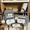 Schoolbag High Value Schoolbag Junior High School Girls High School Students Cute Small Fresh Plaid Backpack Large Capacity Three-piece Backpack